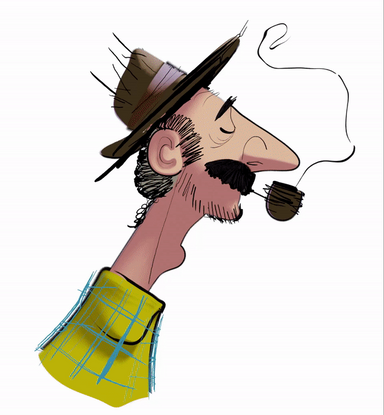 French man with a pipe cartoon
